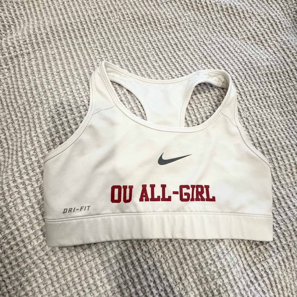 Nike Women's White and Red Dri-FIT Sports Bra